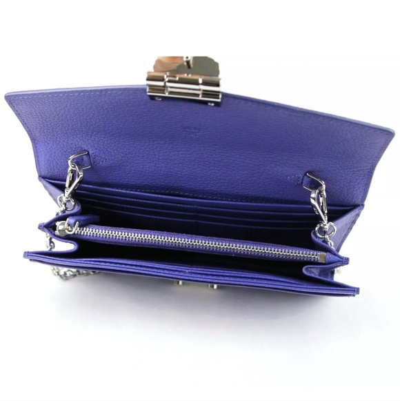 NWT MCM Spectrum Blue Leather Patricia Large Studded Chain Wallet! - Picture 7 of 8